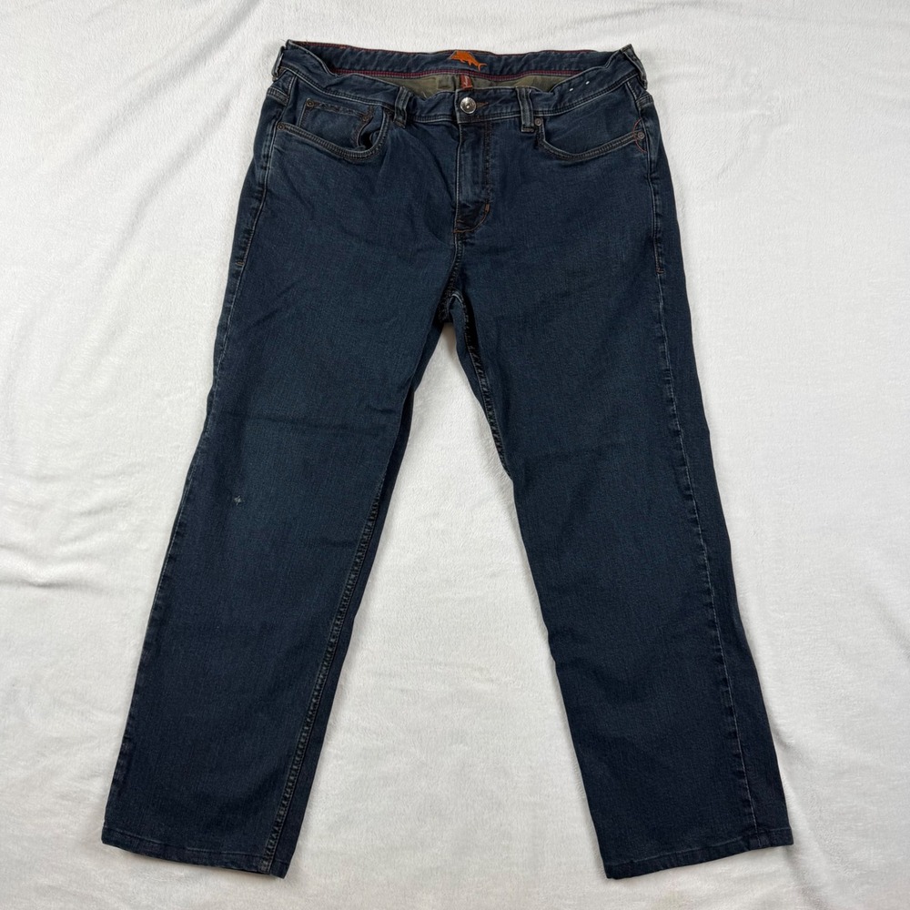 Tommy Bahama Relaxed Fit Dark Wash Indigo Jeans Mens 35x26.5 Cotton Tencel Blend
